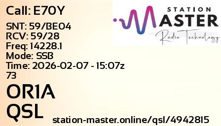 QSL Card for OR1A QSO with E70Y