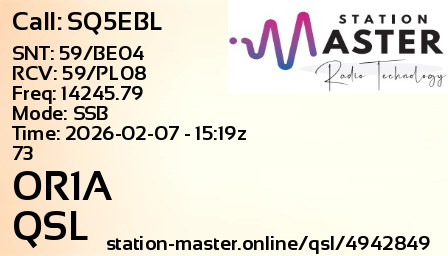 QSL Card for OR1A QSO with SQ5EBL