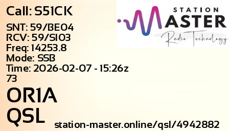 QSL Card for OR1A QSO with S51CK