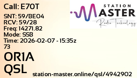 QSL Card for OR1A QSO with E70T