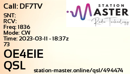 QSL Card for OE4EIE QSO with DF7TV