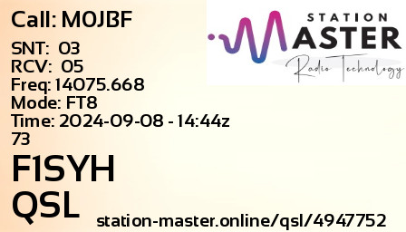 QSL Card for F1SYH QSO with M0JBF