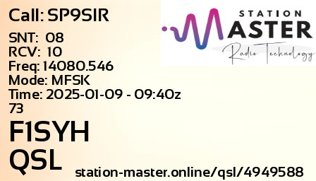 QSL Card for F1SYH QSO with SP9SIR