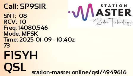 QSL Card for F1SYH QSO with SP9SIR