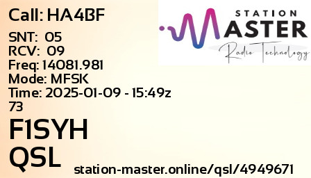 QSL Card for F1SYH QSO with HA4BF