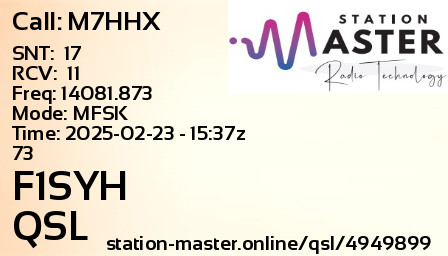 QSL Card for F1SYH QSO with M7HHX