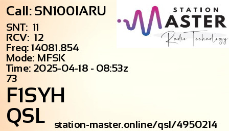 QSL Card for F1SYH QSO with SN100IARU