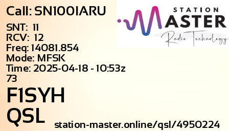 QSL Card for F1SYH QSO with SN100IARU