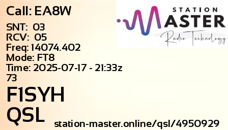 QSL Card for F1SYH QSO with EA8W