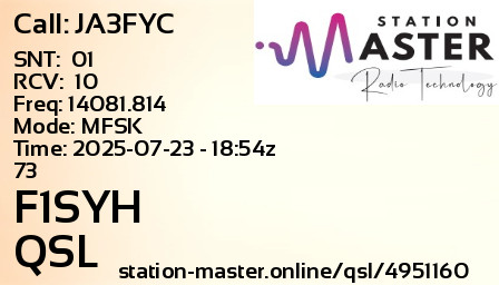 QSL Card for F1SYH QSO with JA3FYC