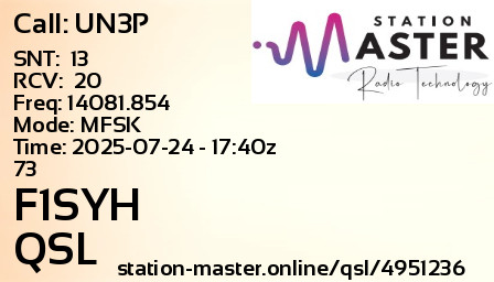 QSL Card for F1SYH QSO with UN3P
