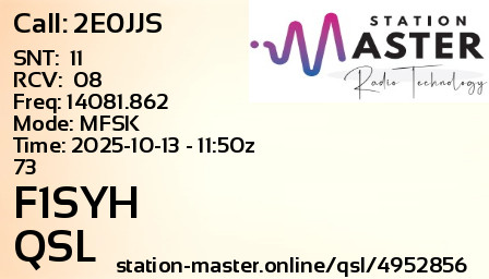 QSL Card for F1SYH QSO with 2E0JJS