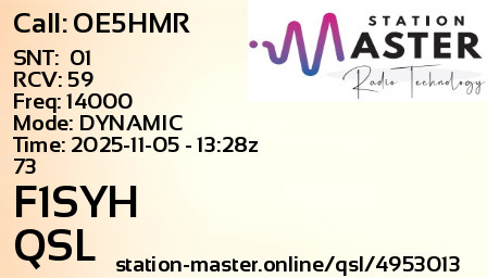 QSL Card for F1SYH QSO with OE5HMR