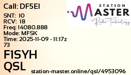 QSL Card for F1SYH QSO with DF5EI