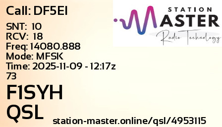 QSL Card for F1SYH QSO with DF5EI