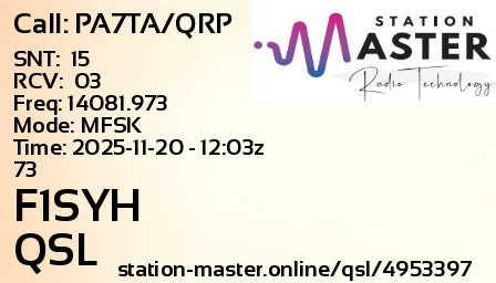 QSL Card for F1SYH QSO with PA7TA/QRP