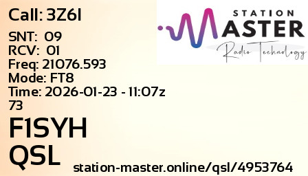 QSL Card for F1SYH QSO with 3Z6I