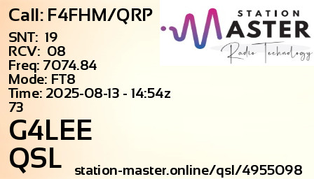 QSL Card for G4LEE QSO with F4FHM/QRP