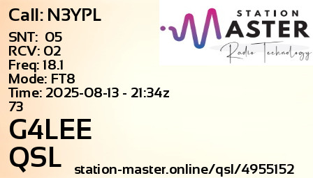 QSL Card for G4LEE QSO with N3YPL