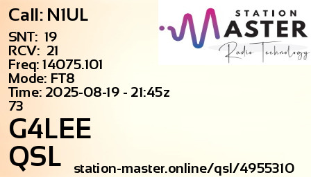 QSL Card for G4LEE QSO with N1UL