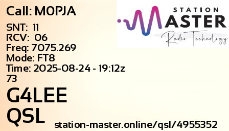 QSL Card for G4LEE QSO with M0PJA