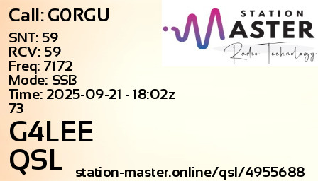 QSL Card for G4LEE QSO with G0RGU