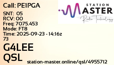 QSL Card for G4LEE QSO with PE1PGA