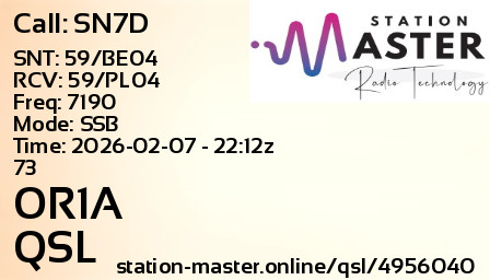 QSL Card for OR1A QSO with SN7D