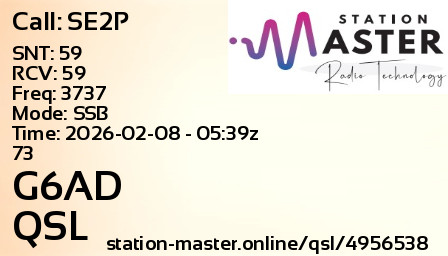 QSL Card for G6AD QSO with SE2P