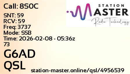 QSL Card for G6AD QSO with 8S0C