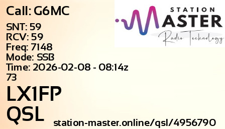 QSL Card for LX1FP QSO with G6MC