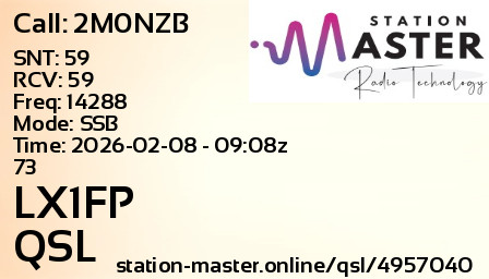 QSL Card for LX1FP QSO with 2M0NZB