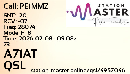 QSL Card for A71AT QSO with PE1MMZ