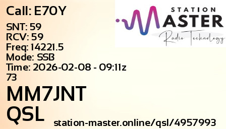 QSL Card for MM7JNT QSO with E70Y