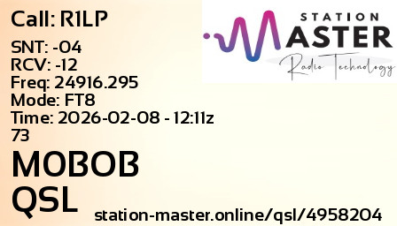 QSL Card for M0BOB QSO with R1LP
