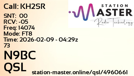 QSL Card for N9BC QSO with KH2SR