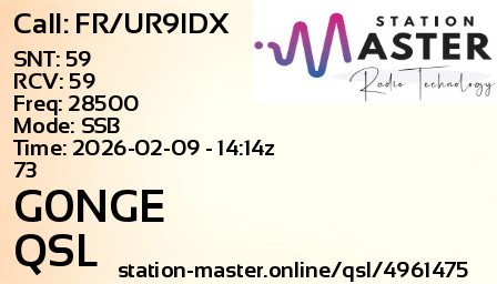 QSL Card for G0NGE QSO with FR/UR9IDX