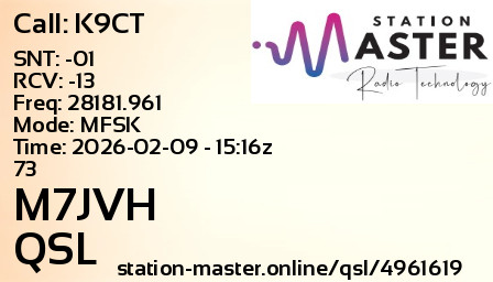QSL Card for M7JVH QSO with K9CT