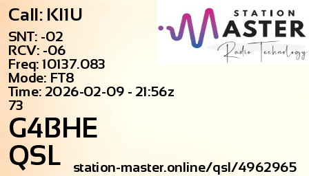 QSL Card for G4BHE QSO with KI1U