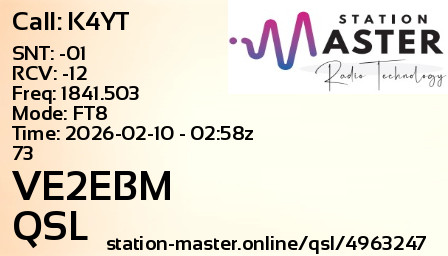 QSL Card for VE2EBM QSO with K4YT