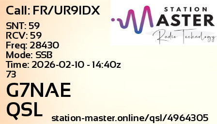QSL Card for G7NAE QSO with FR/UR9IDX