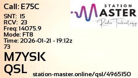 QSL Card for M7YSK QSO with E75C