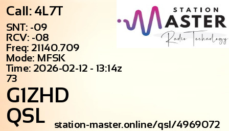 QSL Card for G1ZHD QSO with 4L7T