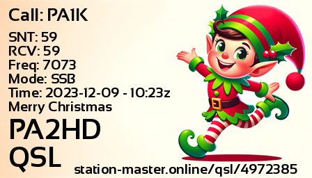 QSL Card for PA2HD QSO with PA1K