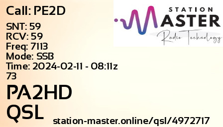 QSL Card for PA2HD QSO with PE2D