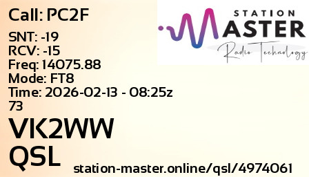 QSL Card for VK2WW QSO with PC2F
