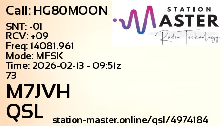 QSL Card for M7JVH QSO with HG80MOON
