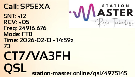 QSL Card for CT7/VA3FH QSO with SP5EXA