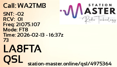 QSL Card for LA8FTA QSO with WA2TMB