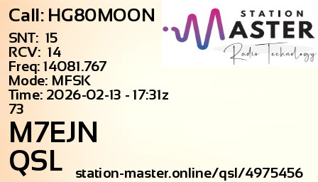 QSL Card for M7EJN QSO with HG80MOON